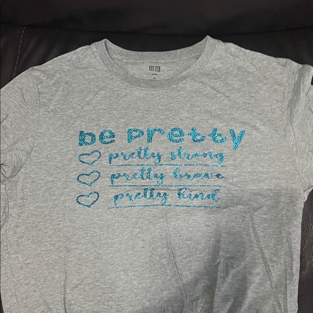 Gray Short Sleeve Tee with Blue Accents